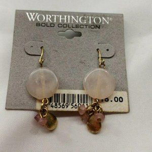 Worthington bold collection‎ pink beaded earrings
